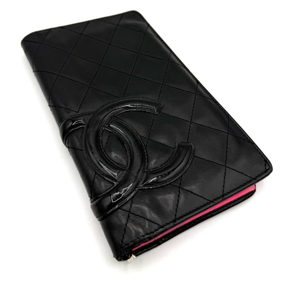 Chanel Cambon Ligne Long Wallet Black Lambskin Pink Series 10 w/ Holo, Auth Card - Picture 6 of 16